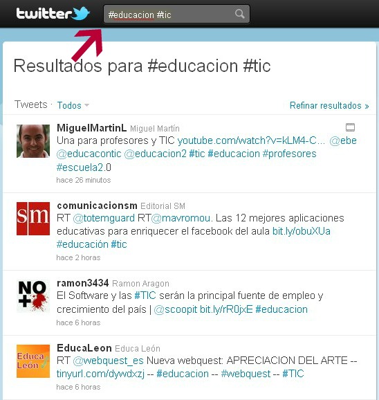 Educacion y TIC en Twitter