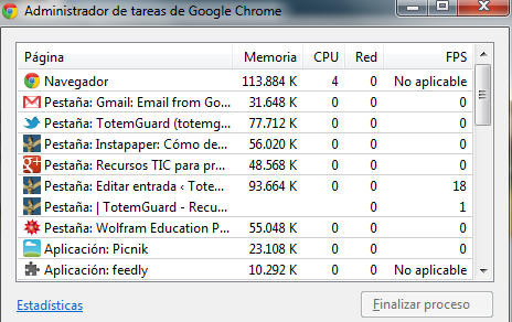 Administrador Tareas Chrome