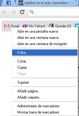Chrome barra marcadores editar