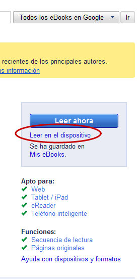 Leer en Ipad Google eBooks Store