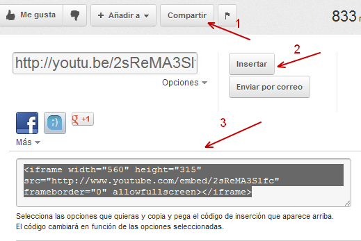 Código de insercion de YouTube videos