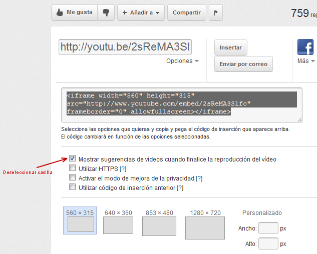 Desactivar videos relacionados YouTube