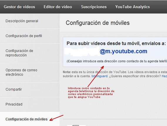 Subir un video a YouTube via móvil