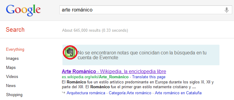 Sincronizar evernote con Google search