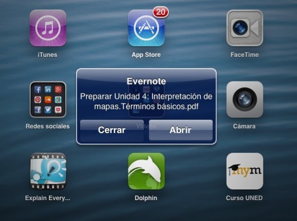 notificaciones evernote ipad