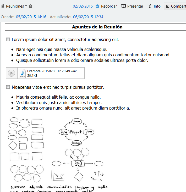 notas escritas en evernote