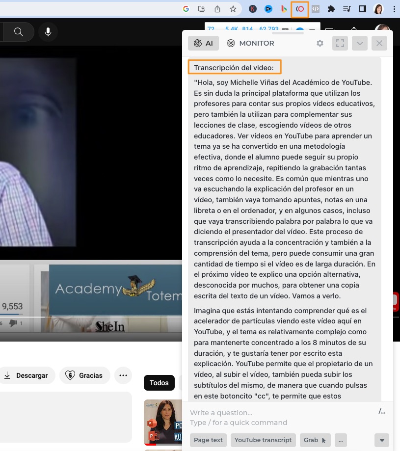 Cómo obtener el texto transcrito de un vídeo en Youtube