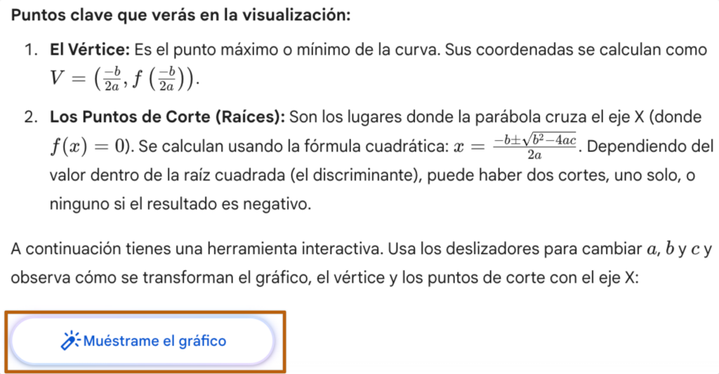 Simulación interactiva generada por Gemini Pro con controles deslizantes para manipular variables y ver el cambio en tiempo real