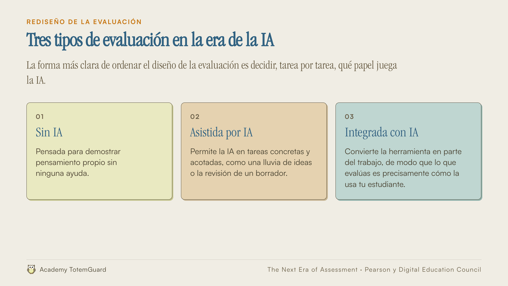 Tres tipos de evaluación en la era de la IA: sin IA, asistida por IA e integrada con IA